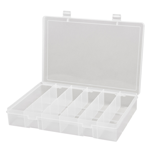 Boîtes &agrave; compartiments compactes en polypropyl&egrave;ne, 13-1/8" la x 9" p x 2-5/16" h, 6 compartiments Kelford