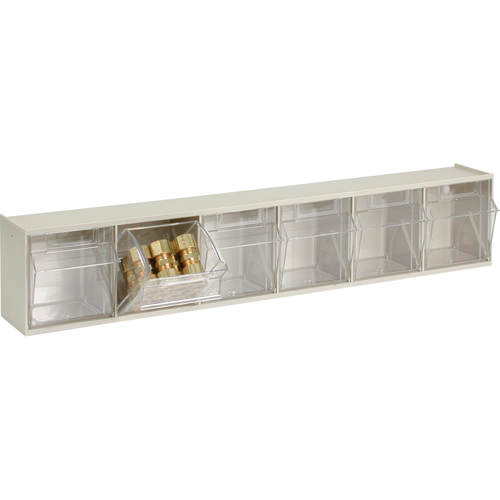 Tip-Out Bins Modular Storage System, 23-5/8" W x 3-5/8" D x 4-1/2" H, 6 Drawers Kelford