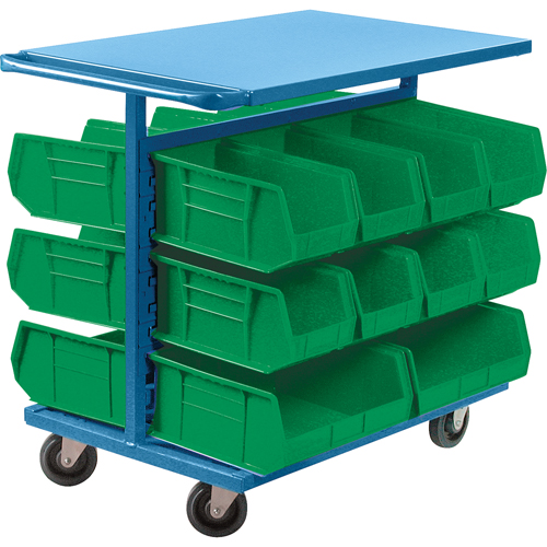 Chariot &agrave; bacs avec bacs, &agrave; deux c&ocirc;t&eacute;s, 20 bacs, 24" la x 38-1/2" p x 36-1/2" h Kelford