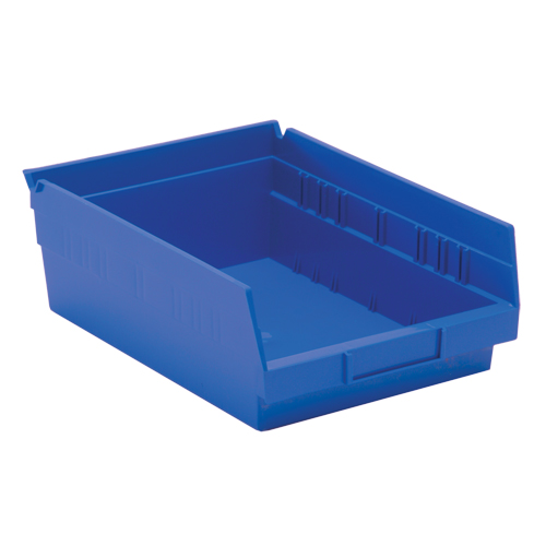 Shelf Bins, 8-3/8" W x 4" H x 11-5/8" D, Blue, 30 lbs. Capacity Kelford