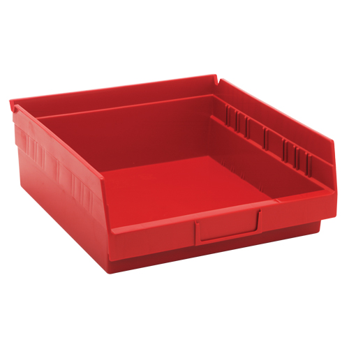 Shelf Bins, 11-1/8" W x 4" H x 11-5/8" D, Red, 30 lbs. Capacity Kelford