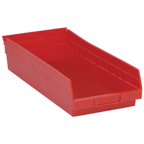 Bacs de rangement pour tablettes, 8-3/8" la x 4" H x 17-7/8" p, Rouge, Capacit&eacute; 40 lb Kelford