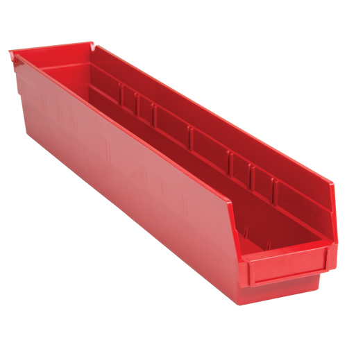 Shelf Bins, 4-1/8" W x 4" H x 23-5/8" D, Red, 50 lbs. Capacity Kelford