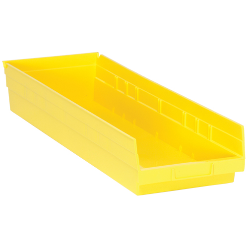 Bacs de rangement pour tablettes, 8-3/8" la x 4" H x 23-5/8" p, Jaune, Capacit&eacute; 50 lb Kelford