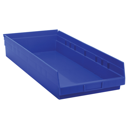 Bacs de rangement pour tablettes, 11-1/8" la x 4" H x 23-5/8" p, Bleu, Capacit&eacute; 50 lb Kelford