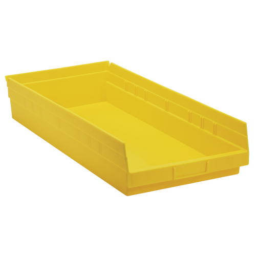 Bacs de rangement pour tablettes, 11-1/8" la x 4" H x 23-5/8" p, Jaune, Capacit&eacute; 50 lb Kelford