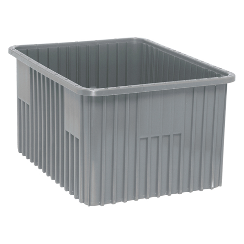Contenants Divider Box, Plastique, 22,5" la x 17,5" p x 12" h, Gris Kelford