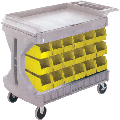 PROCART A/36 BACS JAUNE# CB101, &agrave; deux c&ocirc;t&eacute;s, 36 bacs, 45-5/18" la x 24" p x 34-3/4" h Kelford