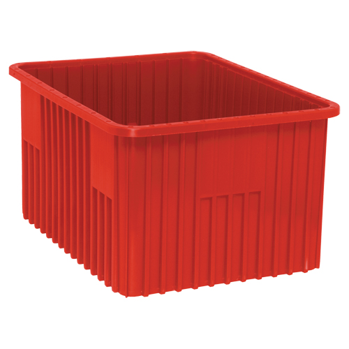 Contenants Divider Box, Plastique, 22,5" la x 17,5" p x 12" h, Rouge Kelford