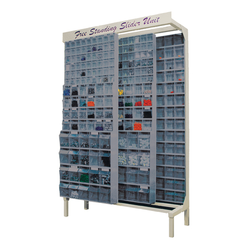 Syst&egrave;me de stockage &agrave; glissi&egrave;re &agrave; bacs basculants autonome, 48" la x 18" p x 77" h, 336 tiroirs Kelford