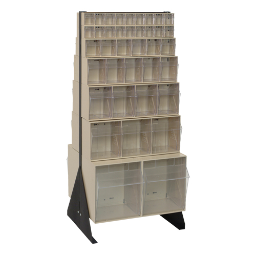 Tip-Out Bins Stand, 23-5/8" W x 16" D x 52" H, 76 Drawers Kelford