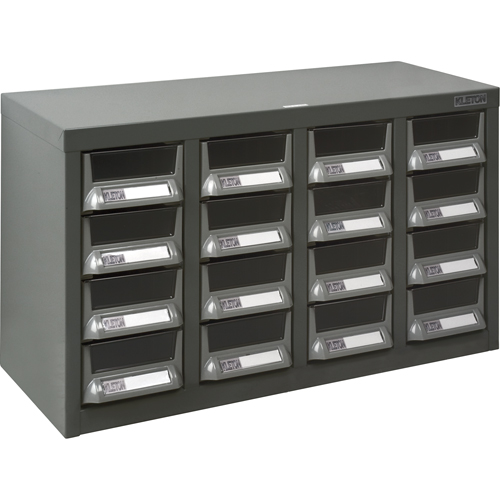 KPC-400 Parts Cabinet, Galvanized Steel, 16 Drawers, 23-1/10" x 8-7/10" x 13-4/5", Grey Kelford