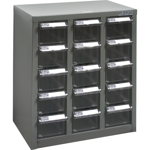 Casiers pour pi&egrave;ces KPC-500, Acier, 15 tiroirs, 14" x 8-2/3" x 16-1/3", Gris Kelford