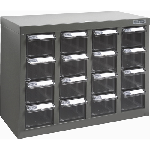 Casiers pour pi&egrave;ces KPC-500, Acier galvanis&eacute;, 16 tiroirs, 18-3/10" x 8-7/10" x 13-4/5", Gris Kelford