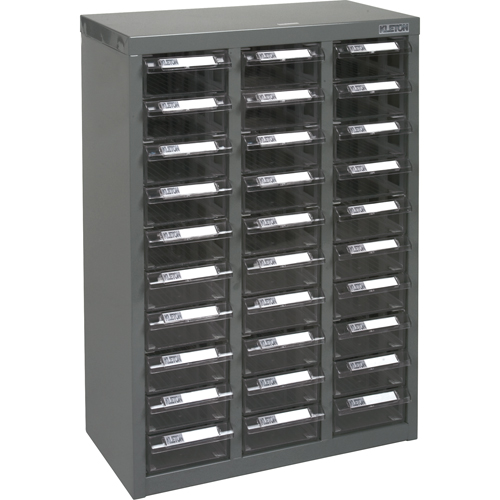 KPC-700 Parts Cabinet, Galvanized Steel, 30 Drawers, 17-1/2" x 8-7/10" x 25-3/10", Grey Kelford