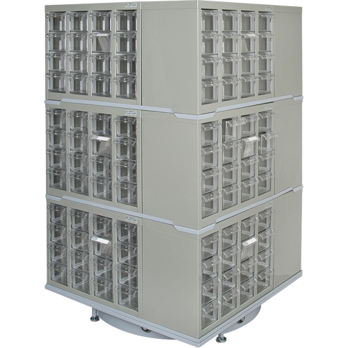Heavy-Duty Industrial Carousel Drawer Cabinet, Steel, 192 Drawers, 27" W x 27" D x 48" H, Grey Kelford