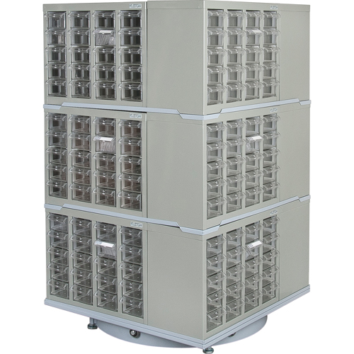 Heavy-Duty Industrial Carousel Drawer Cabinet, Steel, 240 Drawers, 27" W x 27" D x 48" H, Grey Kelford