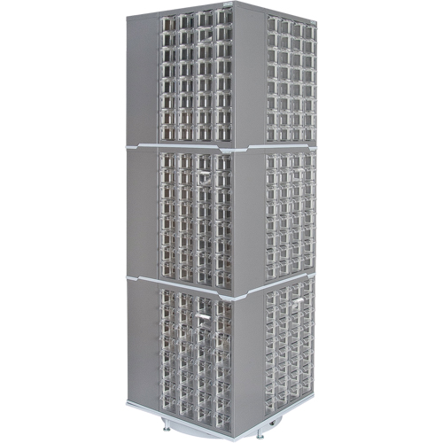 Heavy-Duty Industrial Carousel Drawer Cabinet, Steel, 384 Drawers, 27" W x 27" D x 80" H, Grey Kelford