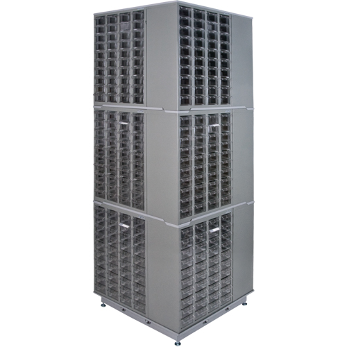Heavy-Duty Industrial Carousel Drawer Cabinet, Steel, 480 Drawers, 27" W x 27" D x 80" H, Grey Kelford
