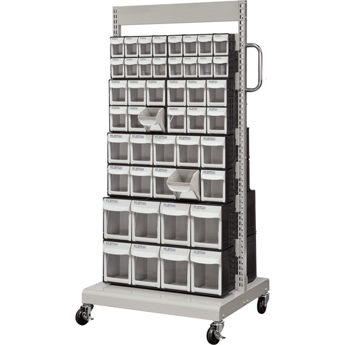 Servante mobile de bacs &agrave; plateaux inclinables, &agrave; deux c&ocirc;t&eacute;s, 92 bacs, 26-1/4" la x 22" p x 57-1/2" h Kelford
