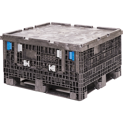 Medium-Duty Collapsible Bulkpak Containers, 30" L x 32" W x 25" H, Black Kelford