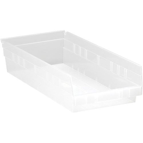 Shelf Bins, 8-3/8" W x 4" H x 17-7/8" D, Clear, 40 lbs. Capacity Kelford