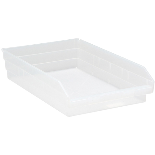 Shelf Bins, 11-1/8" W x 4" H x 17-7/8" D, Clear, 40 lbs. Capacity Kelford