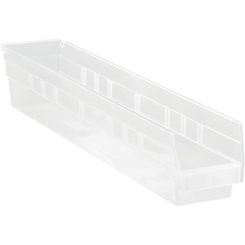 Bacs de rangement pour tablettes, 4-1/8" la x 4" H x 23-5/8" p, Transparent, Capacit&eacute; 50 lb Kelford