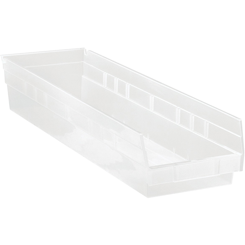 Bacs de rangement pour tablettes, 6-5/8" la x 4" H x 23-5/8" p, Transparent, Capacit&eacute; 50 lb Kelford
