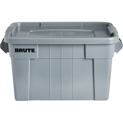 Brute Storage Tote with Lid, 27.88” D x 17.38” W x 15.13” H, 160 lbs. Capacity, Grey Kelford
