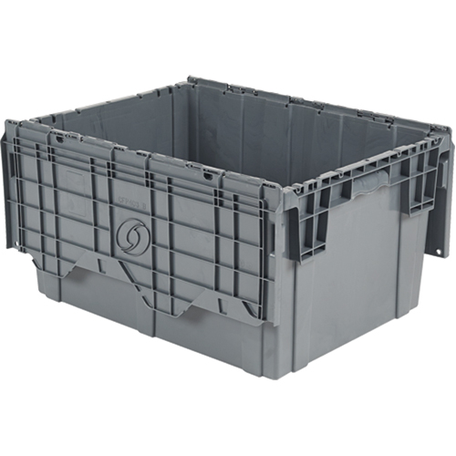Contenants de distribution Flipak en plastique poly&eacute;thyl&egrave;ne (PE), 27,9" x 20,9" x 15,2", Gris Kelford