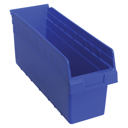 Store-Max Shelf Bins, 6-5/8" W x 8" H x 17-7/8" D, Blue, 56 lbs. Capacity Kelford