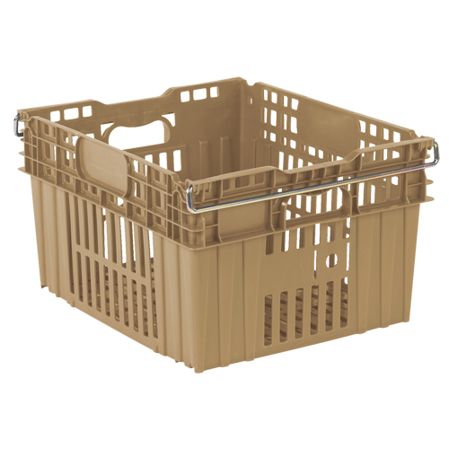 Agricultural Plastic Stack-N-Nest Container, 20" x 24" x 13.4", Beige Kelford