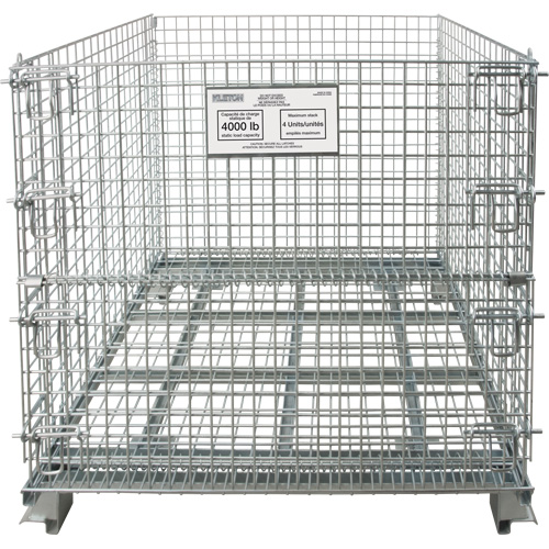 Conteneur repliable en m&eacute;tal grillag&eacute;, 40" la x 32" p x 34" h, Capacit&eacute; de 4000 lb Kelford