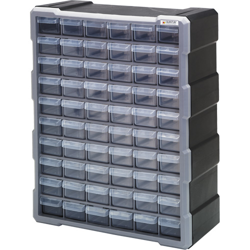 Drawer Cabinet, Plastic, 60 Drawers, 15" x 6-1/4" x 18-3/4", Black Kelford