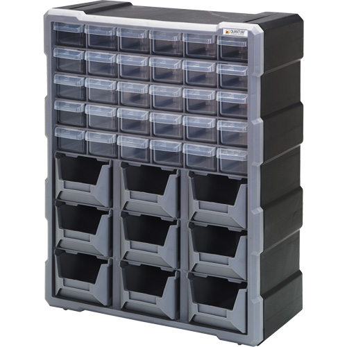 Drawer Cabinet, Plastic, 39 Drawers, 15" x 6-1/4" x 18-3/4", Black Kelford