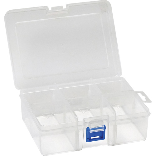 Plastic Compartment Box, 4.75" W x 6.75" D x 2.25" H, 6 Compartments Kelford