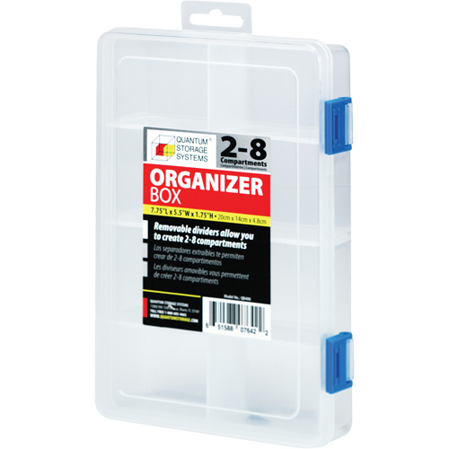 Plastic Compartment Box, 5.5" W x 7.75" D x 1.75" H, 8 Compartments Kelford