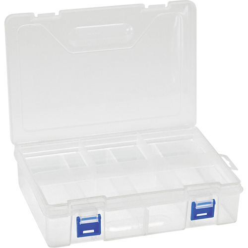 Plastic Compartment Box, 6.25" W x 9.25" D x 2.2" H, 8 Compartments Kelford
