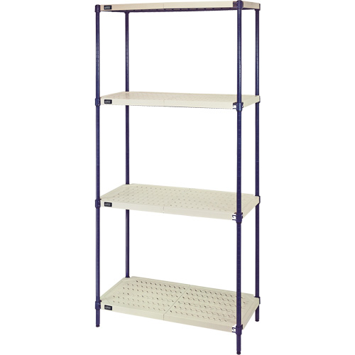 &eacute;tag&egrave;re en fils m&eacute;talliques avec tablettes en plastique, Cadre en fils m&eacute;talliques avec tablettes en plastique, Sans boulons, Capacit&eacute; 600 lb, 30" la x 72" h x 24" p Kelford