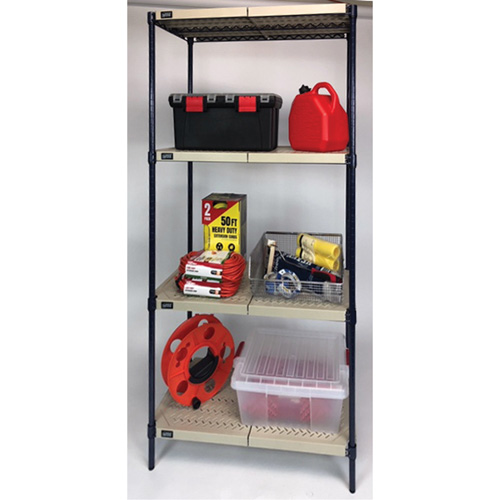 &eacute;tag&egrave;re en fils m&eacute;talliques avec tablettes en plastique, Cadre en fils m&eacute;talliques avec tablettes en plastique, Sans boulons, Capacit&eacute; 600 lb, 30" la x 72" h x 24" p Kelford