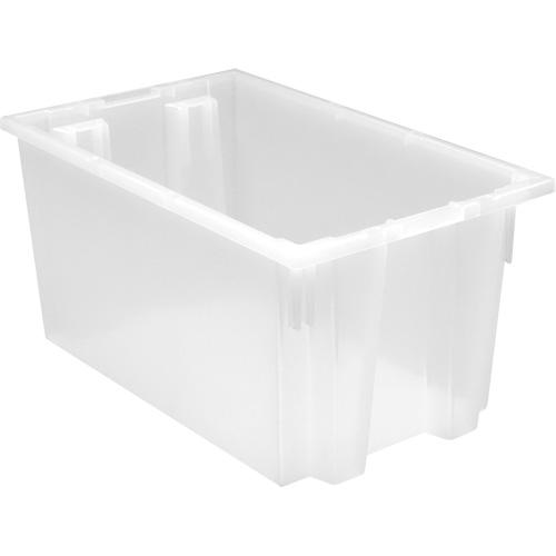 Heavy-Duty Stack & Nest Tote, 12" x 15.5" x 23.5", Clear Kelford