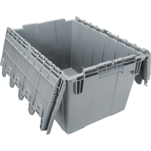 Flip Top Plastic Distribution Container, 21.65" x 15.5" x 12.5", Grey Kelford