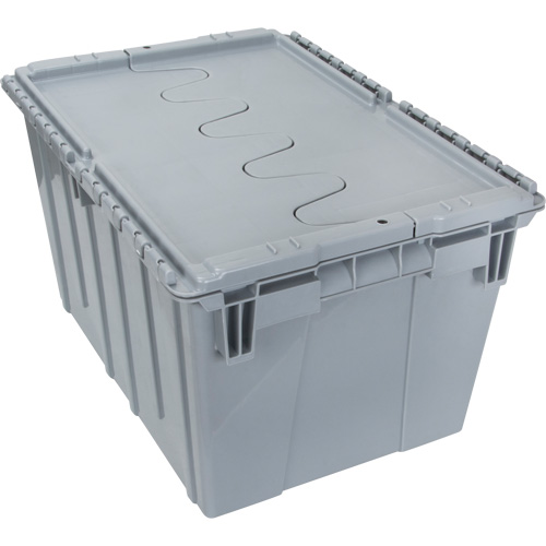 Flip Top Plastic Distribution Container, 21.65" x 15.5" x 12.5", Grey Kelford
