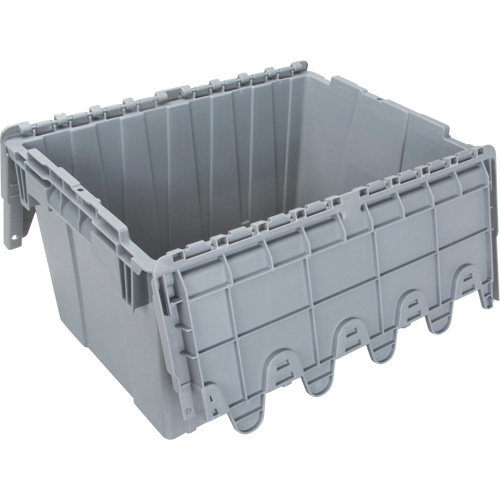 Flip Top Plastic Distribution Container, 21.65" x 15.5" x 12.5", Grey Kelford