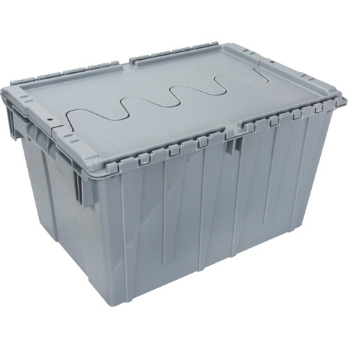 Flip Top Plastic Distribution Container, 21.65" x 15.5" x 12.5", Grey Kelford