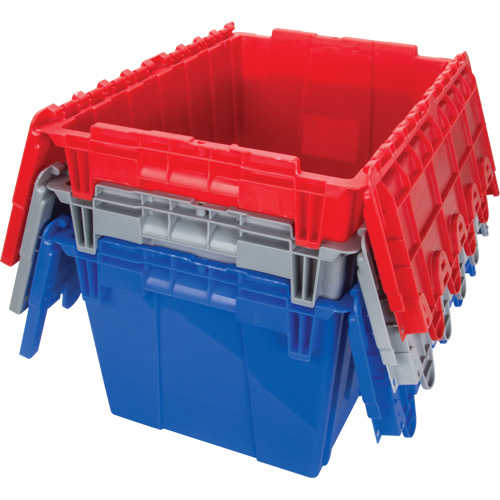 Flip Top Plastic Distribution Container, 21.65" x 15.5" x 12.5", Grey Kelford