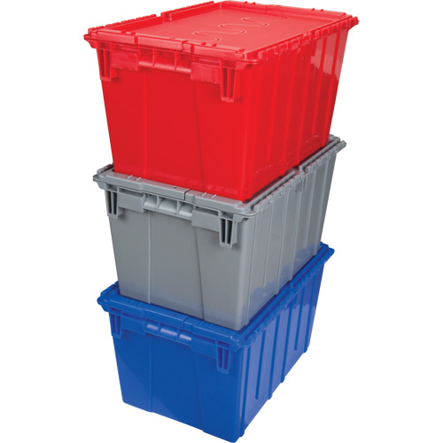 Flip Top Plastic Distribution Container, 21.65" x 15.5" x 12.5", Grey Kelford