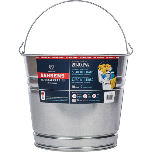 Pail, Galvanized Steel, 9 L Kelford