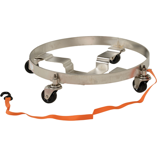 Multi-Tier Drum Dollies, Stainless Steel, 900 lbs. Capacity, 23-1/2" Diameter, Rubber Casters Kelford